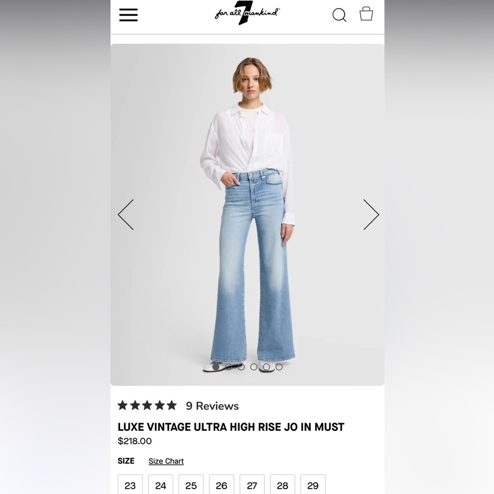 COPY - 7 for all man kind wide legged jeans - cropped